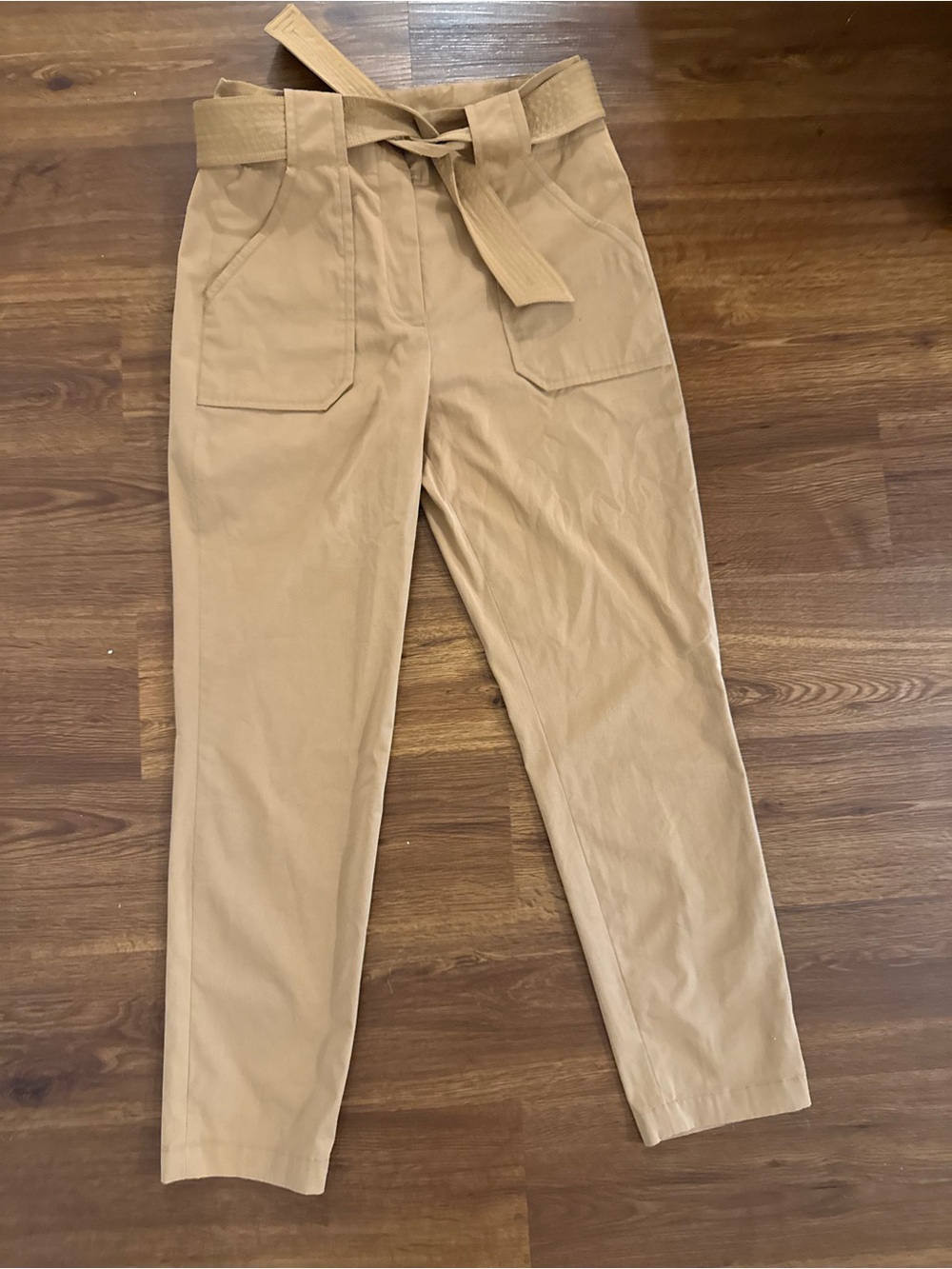 Veronica Beard Tan Self-Tie Belt Chinos